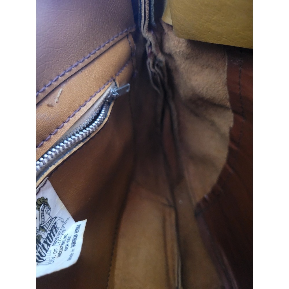 Vintage 60s 70s Brown Leather Woven Shoulder Bag Purse Brown Fall Don Quixote - Picture 12 of 16